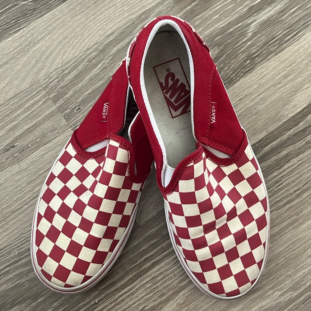 Women’s Red Checker Vans